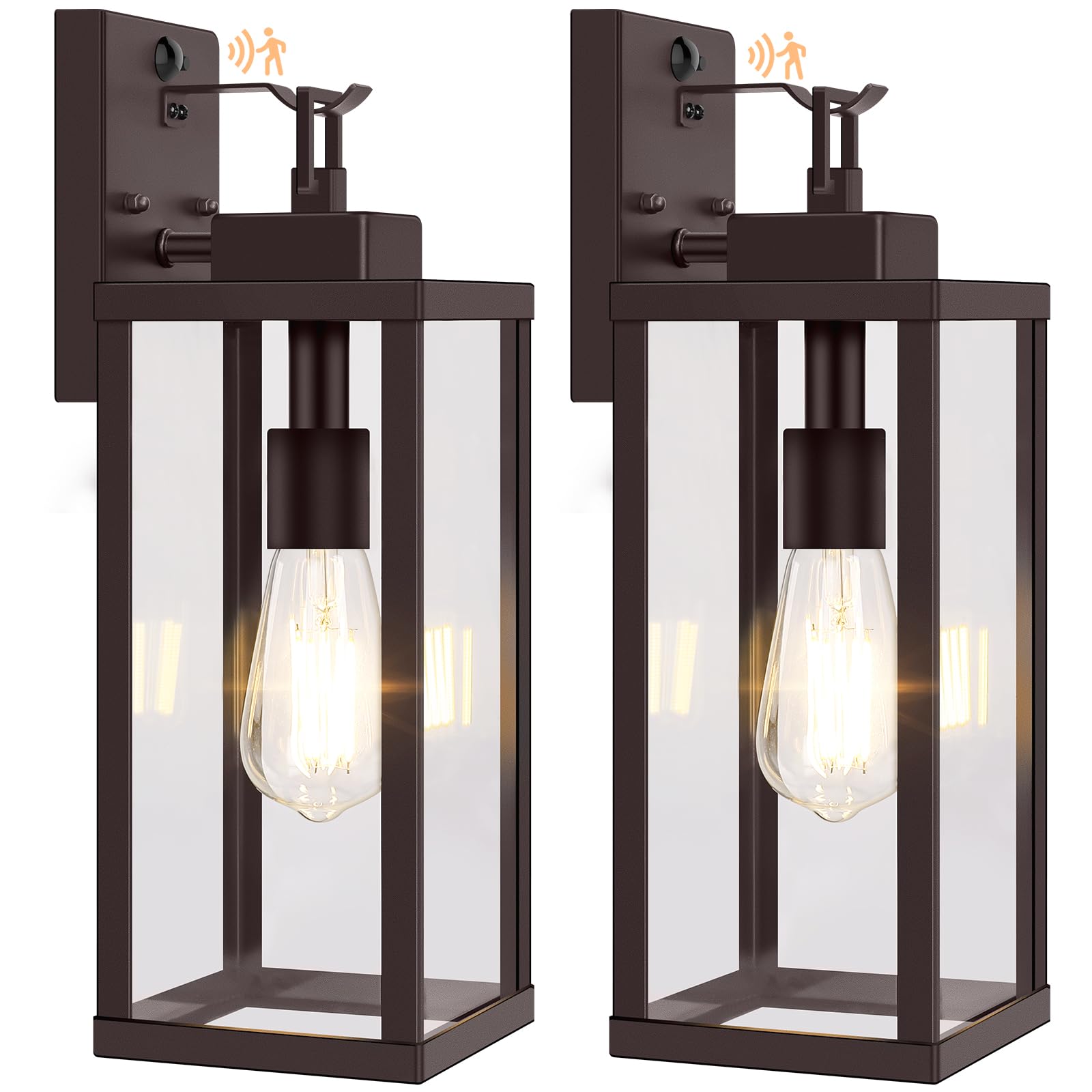 BesLowe 16-inch Motion Sensor Outdoor Wall Light in brown finish