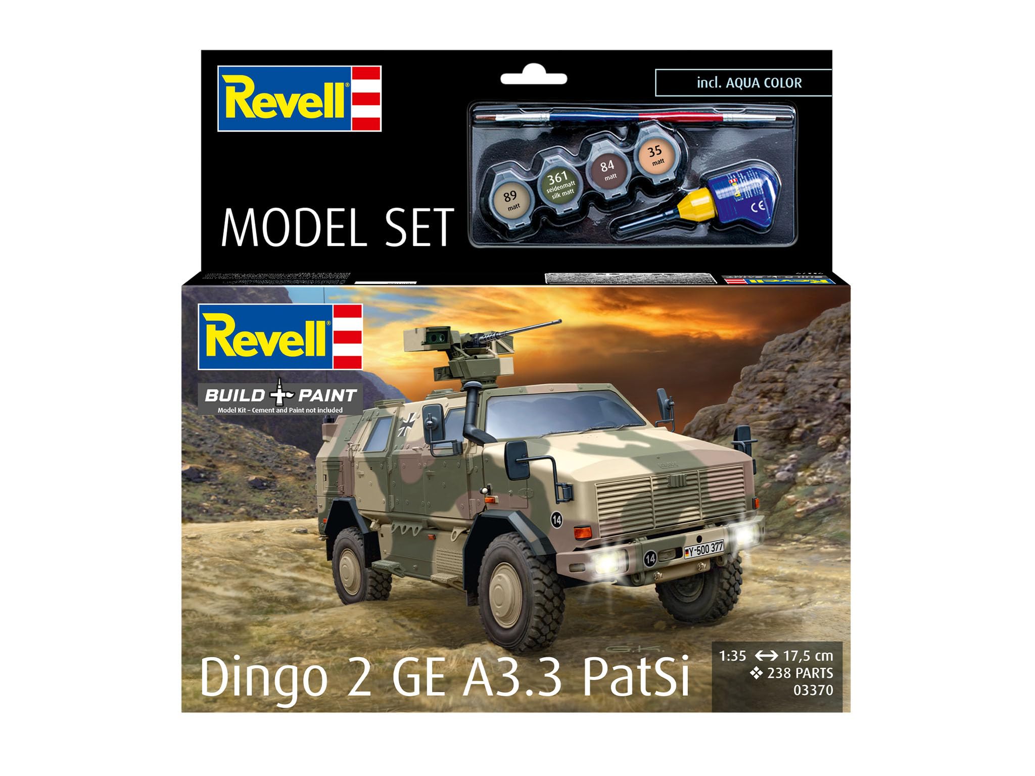 Revell 63370 - Set di modellini Dingo 2 GE A3.3 PatSi in scala 1:35, in plastica, con accessori