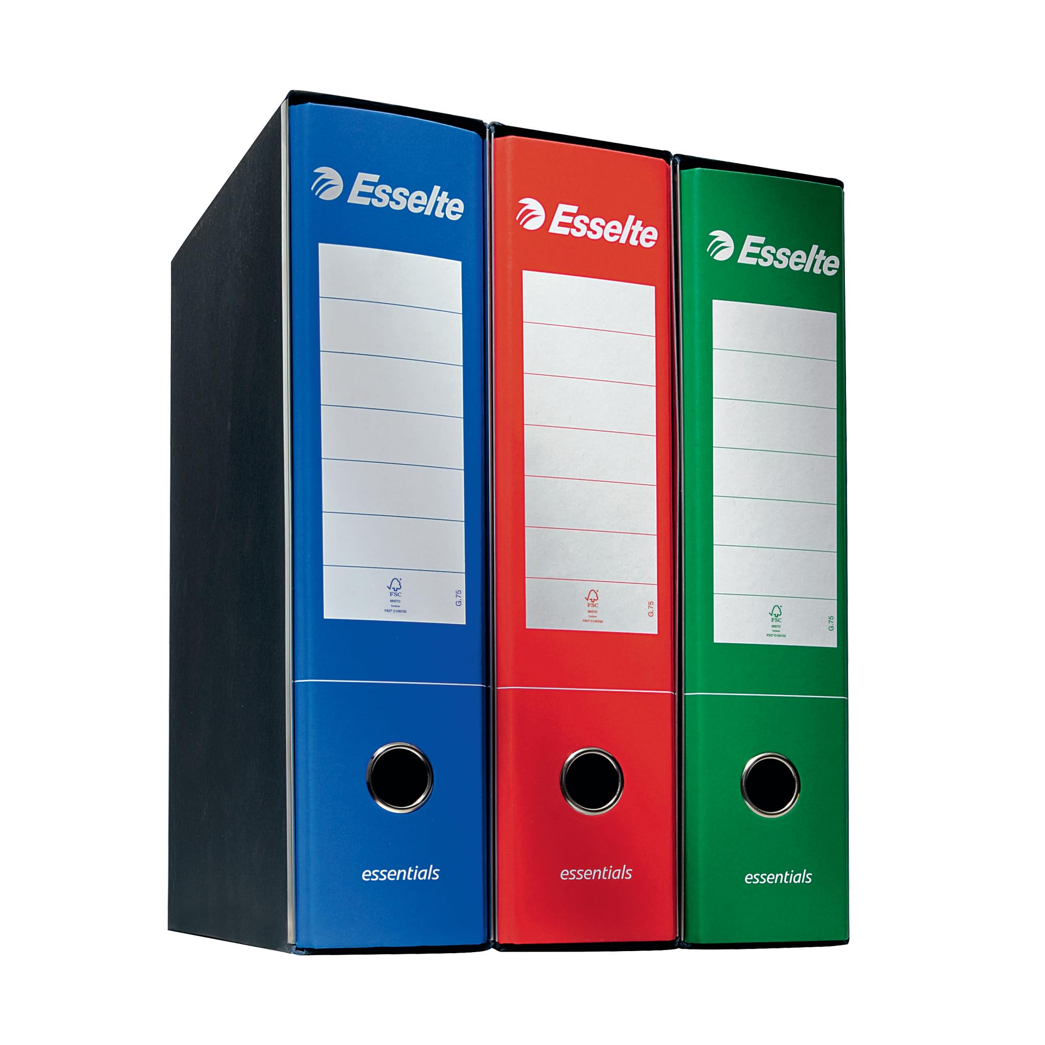 Esselte ESSENTIALS G75 Registratore con Custodia, con Meccanismo a Leva, in Formato Protocollo, 23x33cm, con Dorso da 8 cm, Rosso, Conf.da 6 pezzi, 390775160