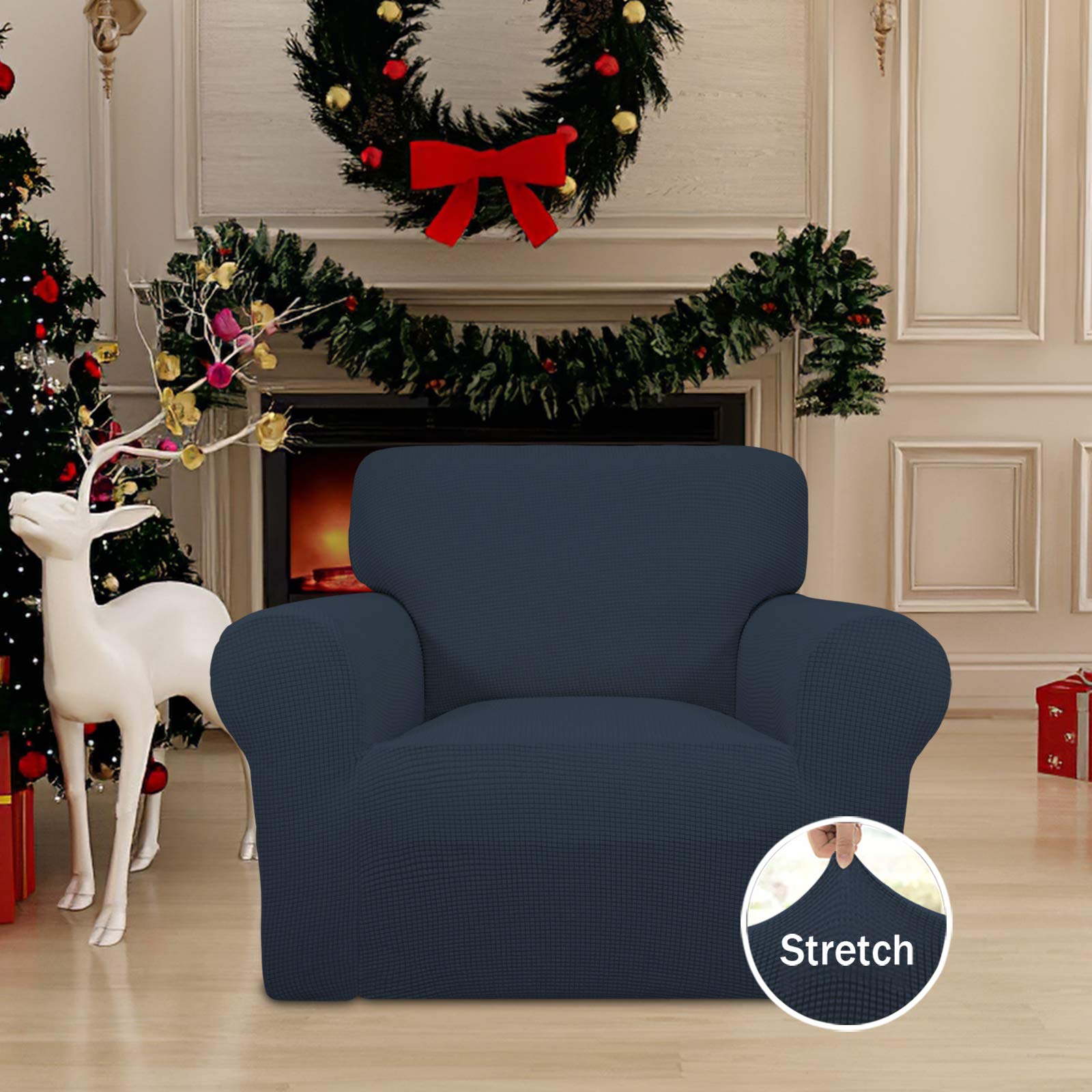 Easy-Going Stretch Chair Sofa Slipcover 1-Piece Couch Sofa Cover Furniture Protector Soft with Elastic Bottom for Kids Pet. Spandex Jacquard Fabric Small Checks (Chair - Image 3
