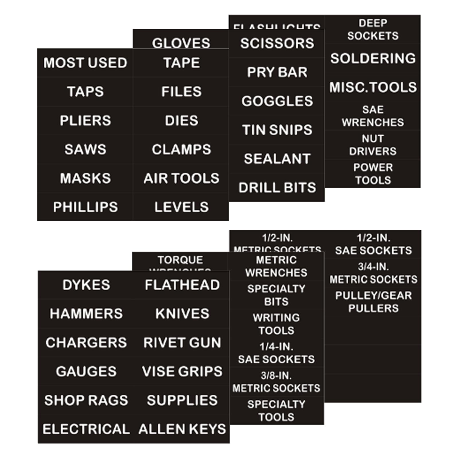 Toolbox Organization Magnetic Labels,72 Large, Tool Chest Organizer Labels with Strong Magnets & Easy to Read Printing,Fits All Brands of Steel Tool