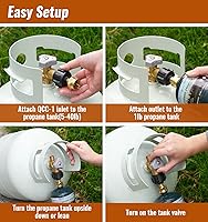 Vista 6 de Adaptador de recarga de propano, llena botellas de 1 libra de tanque de 20 libras, se adapta al tanque de propano QCC1tipo 1 y conector desechable