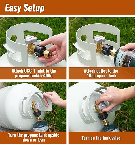 Miniatura 6 de Adaptador de recarga de propano, llena botellas de 1 libra de tanque de 20 libras, se adapta al tanque de propano QCC1tipo 1 y conector desechable