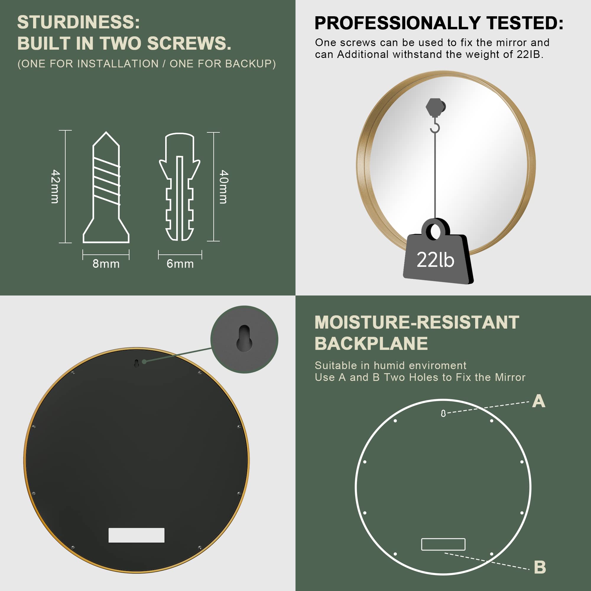 TokeShimi Brushed Gold Round Mirror 30 Inch Gold Round Vanity Bathroom Mirror for Wall Aluminum Alloy Matte Metal Frame Modern Gold Circle Mirror Fit in Minimalist Multi Style Home Decor