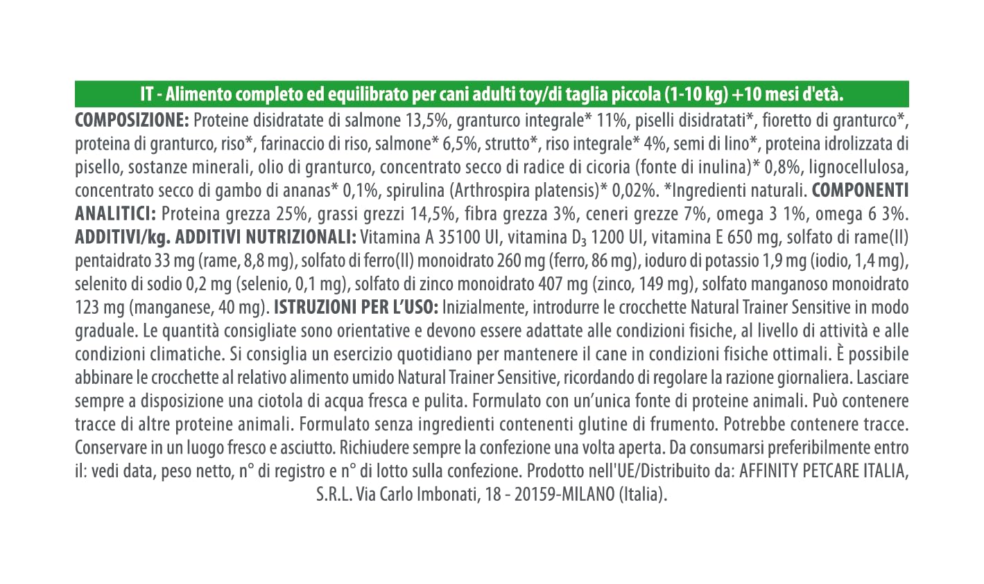Trainer Sensitive No Gluten Smalltoy Adult Con Salmone E Cereali Integrali, Agnello, 2 kg
