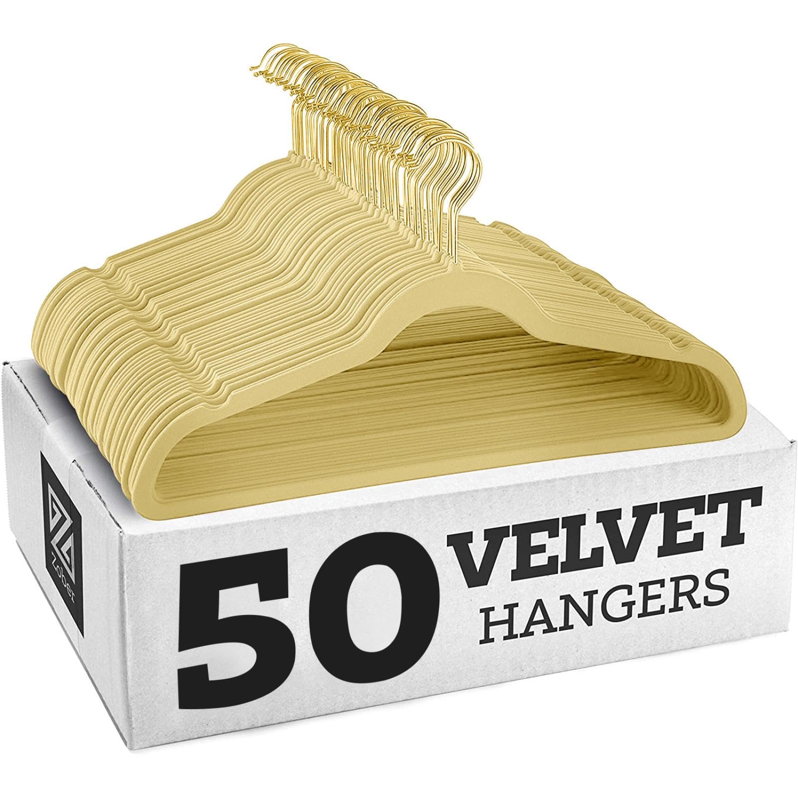 20 Pack Velvet Hangers,wrinkle Resistant,ultra Thin Non Slip, Hook Hold Upto 11 Lbs/17.5 * 9 * 0.2 in (Beige golden hook,10 Pack)