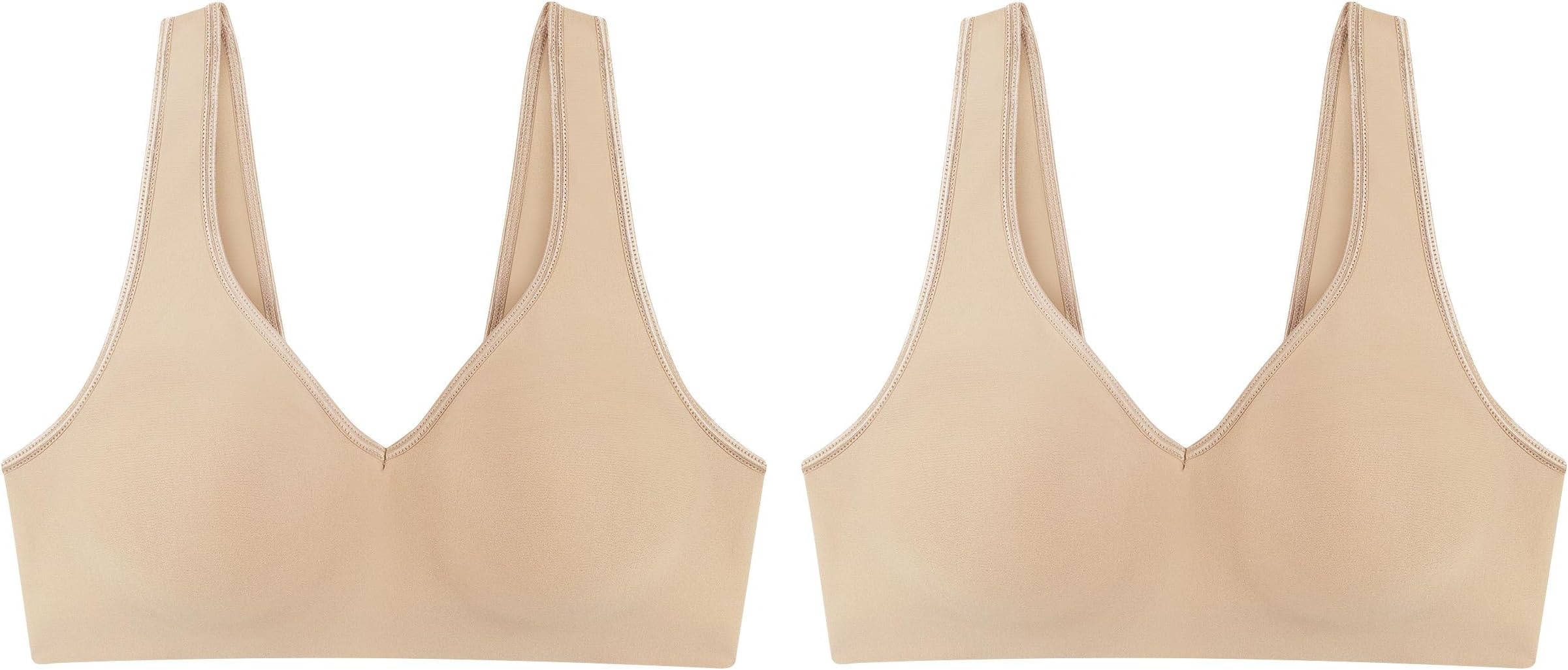 Women's Wireless Bra, Smooth Comfort Full-Coverage T-Shirt Bra for Women, Single Or 2-Pack