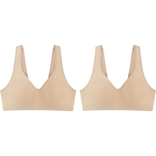 Hanes Women's Wireless Bra, Smooth Comfort Full-Coverage T-Shirt Bra, Single or 2-Pack
