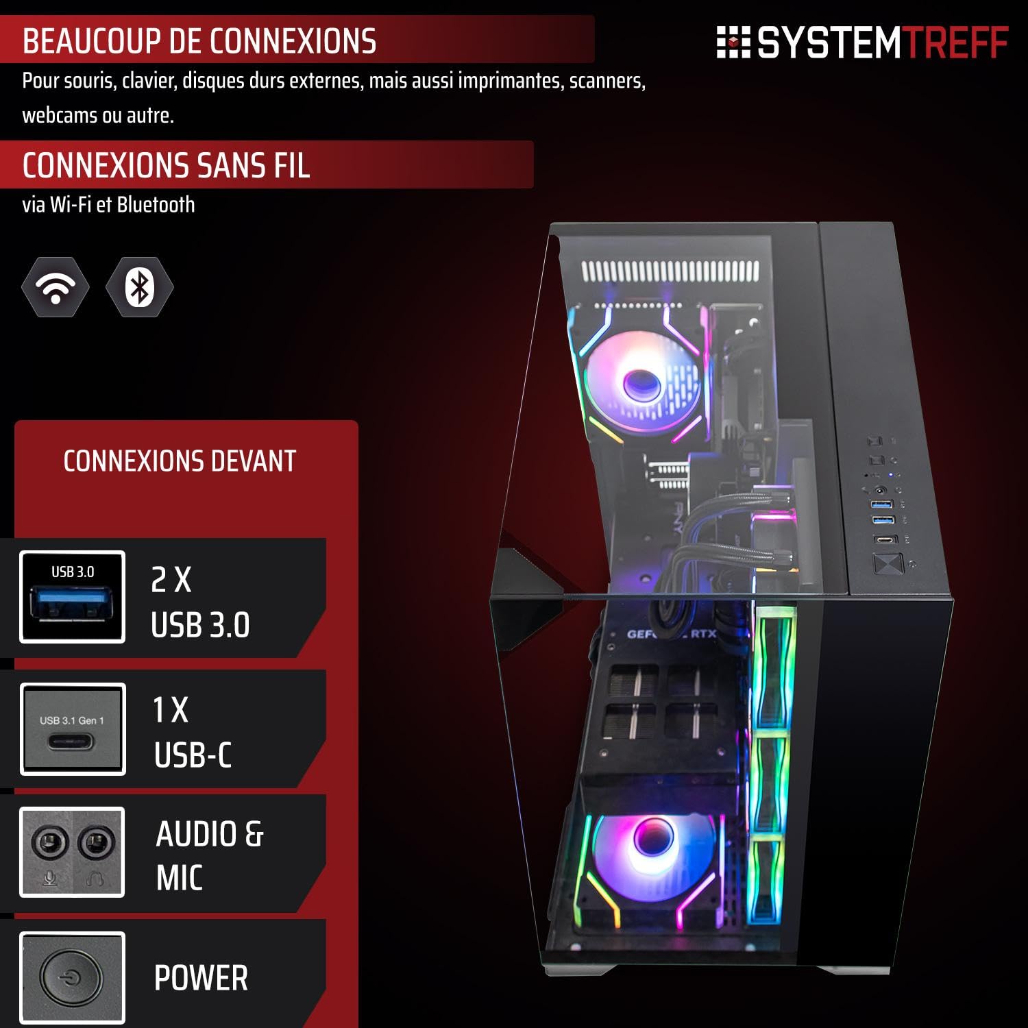 SYSTEMTREFF PC Gamer High-End - AMD Ryzen 7 9800X3D - RTX 5080 16Go | AMD 8 cœurs jusqu'à 5.2 GHz, 32Go DDR5, 2To M.2 NVMe SSD, Nvidia graphique WiFi, Windows 11, pour le gaming, streaming