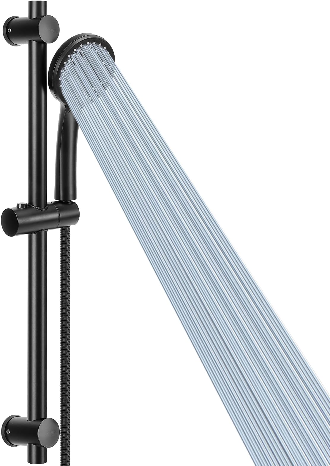 5-Setting High Pressure Handheld Shower Head Combo, NearMoon Multi-functions Powerful Spray Handheld Showerhead Combo (with Slide Bar and 60″ Stainless Steel Hose, Matte Black)