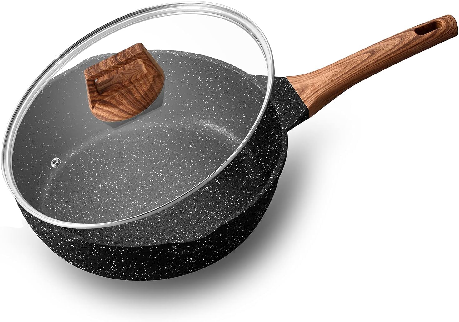 ESLITE LIFE Deep Frying Pan with Lid Nonstick Jumbo Cooker Saute Pan with Granite Coating, 11 Inch (5 Quart): Home & Kitchen