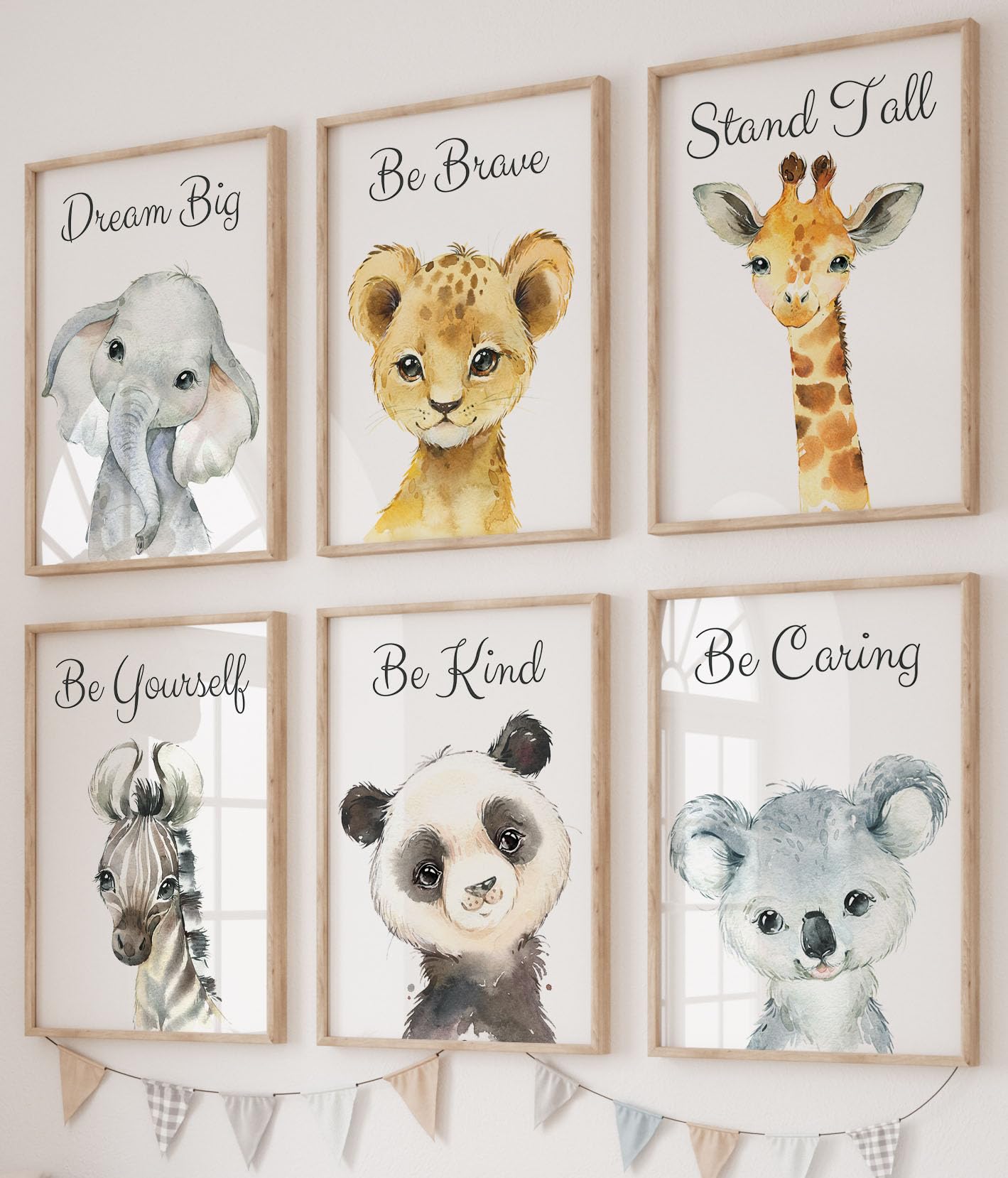 Eviepops Prints Colourful Safari Animals With Quotes Set of 6 Unframed Poster Prints for Baby Girl or Boy Nursery Bedroom Safari Jungle Theme Wall Art