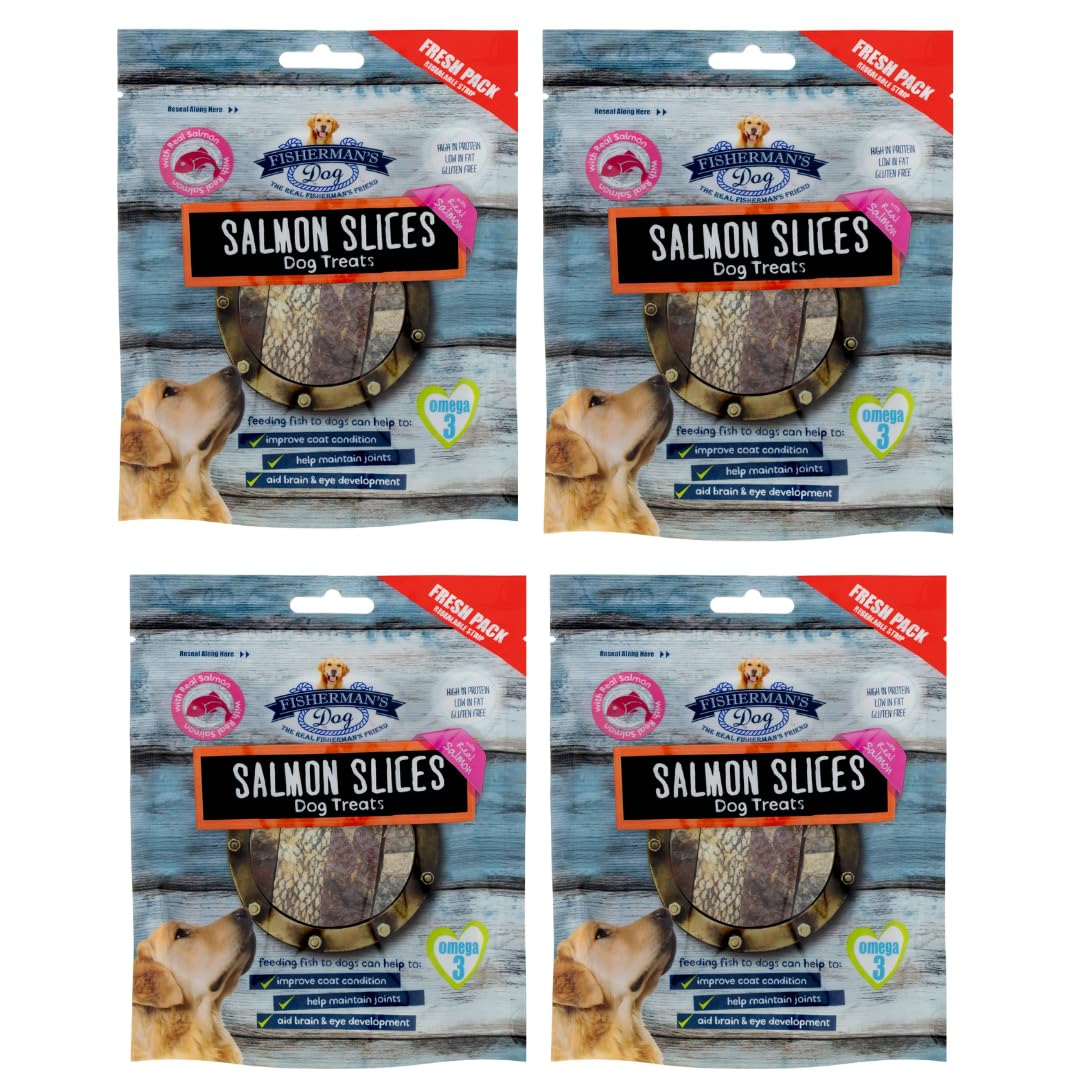 (4 Pack) Fisherman Dog Treats 100g - Salmon Slices - Tasty Seafood Rewards for Your Pet