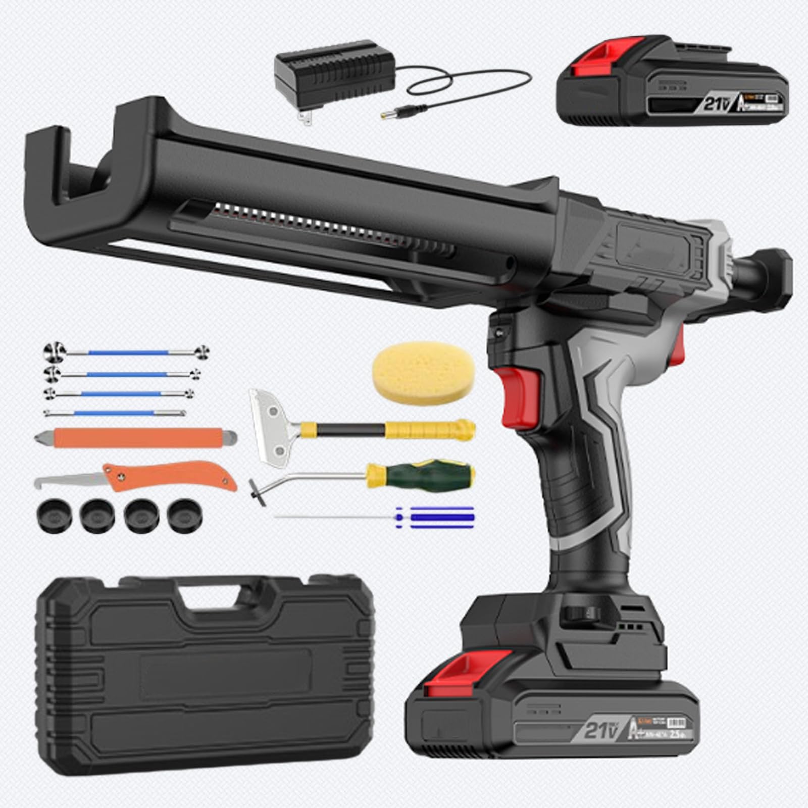 Pistola per sigillatura senza fili, kit di pistola adesiva elettrica a doppio tubo con 6 velocità regolabili, batteria da 2500 mAh e luce LED, funzione di controllo della velocità di crociera per