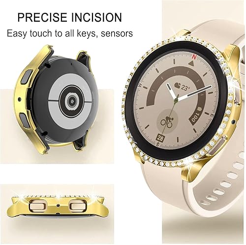 Miniatura 3 de Correas compatibles con Samsung Galaxy Watch 455 Pro, correa de metal con diamantes de imitación de 0.787 pulgadas con funda protectora de repuesto