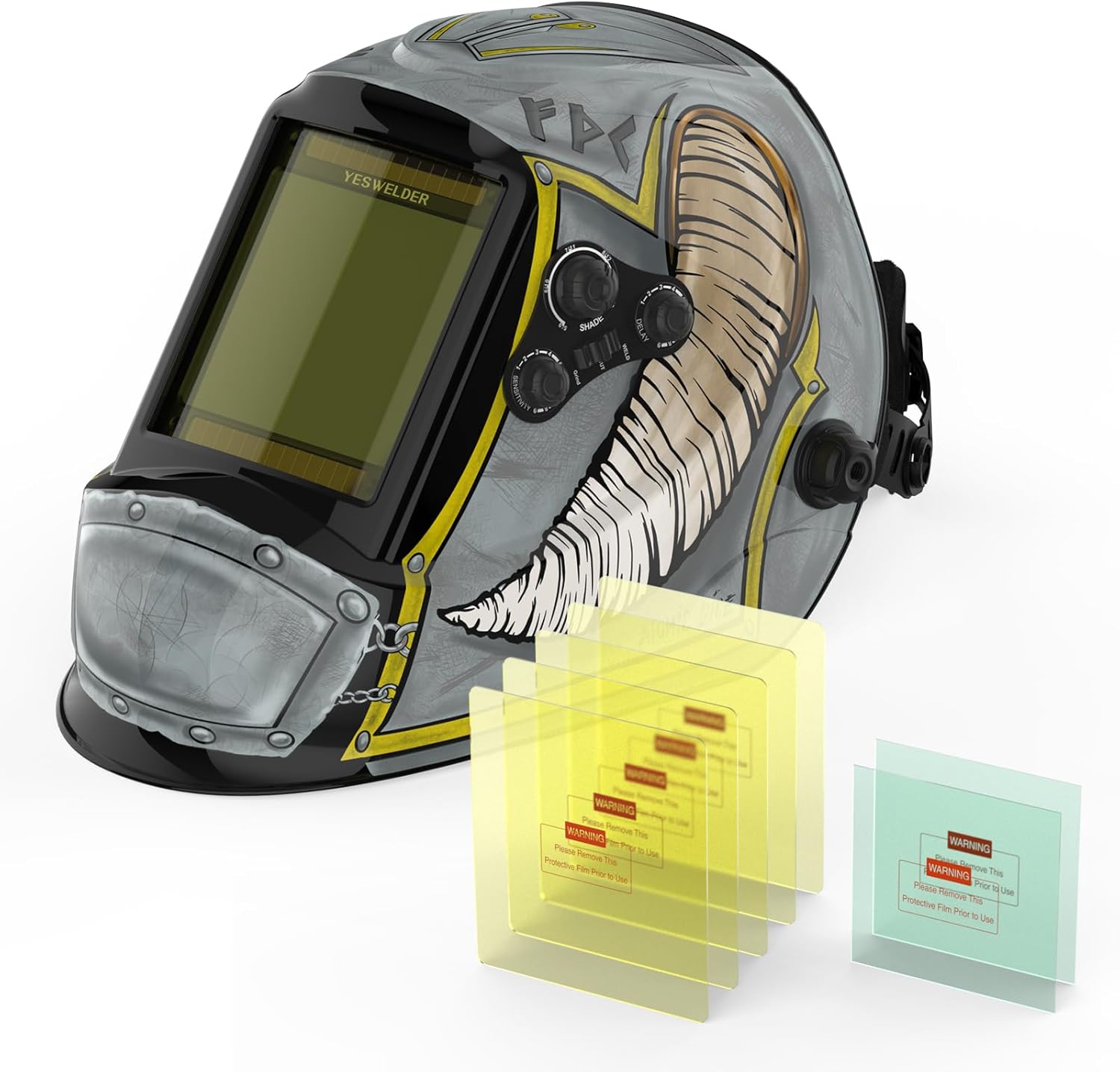 YESWELDER Large Viewing Screen 3.93"X3.66" True Color Solar Power Auto Darkening Welding Helmet & Blue Light Blocking Replacement Lens