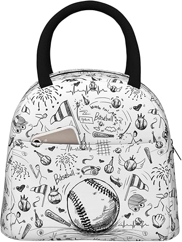 RUVNSR Fiambrera de béisbol con aislamiento portátil, bolsas de almuerzo reutilizables para niños, niñas, hombres, mujeres, escuela, trabajo,