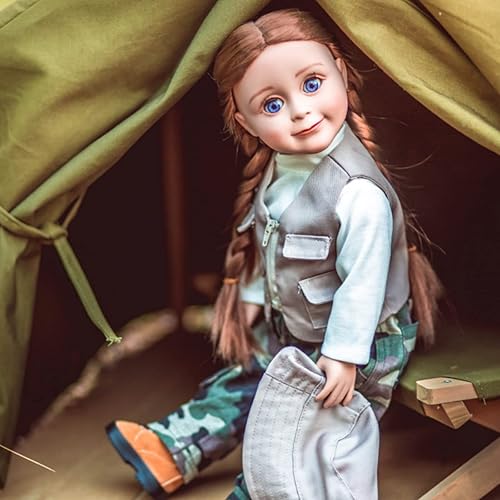 Miniatura 4 de The Queen's Treasures Ropa y accesorios para muñecas de 18 pulgadas, traje de pesca de 4 piezas con pantalones, sombrero, chaleco y camisa,