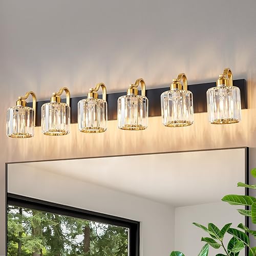 Miniatura 8 de 3 luces de tocador de baño de cristal cepillado dorado