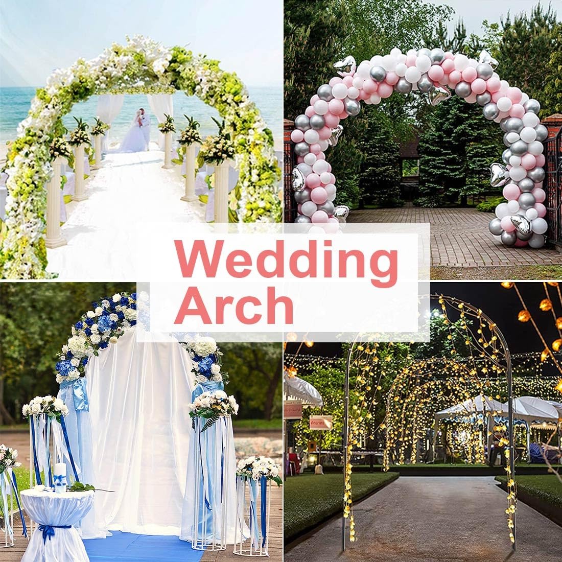 Generisch Weißer Metall-Gartenbogen - Verstellbare Rosenlaube/Pergola für Kletterpflanzen und Hochzeiten im Freien, 200-350 cm hoch x 80 cm breit, Robustes Gartenspalier.
