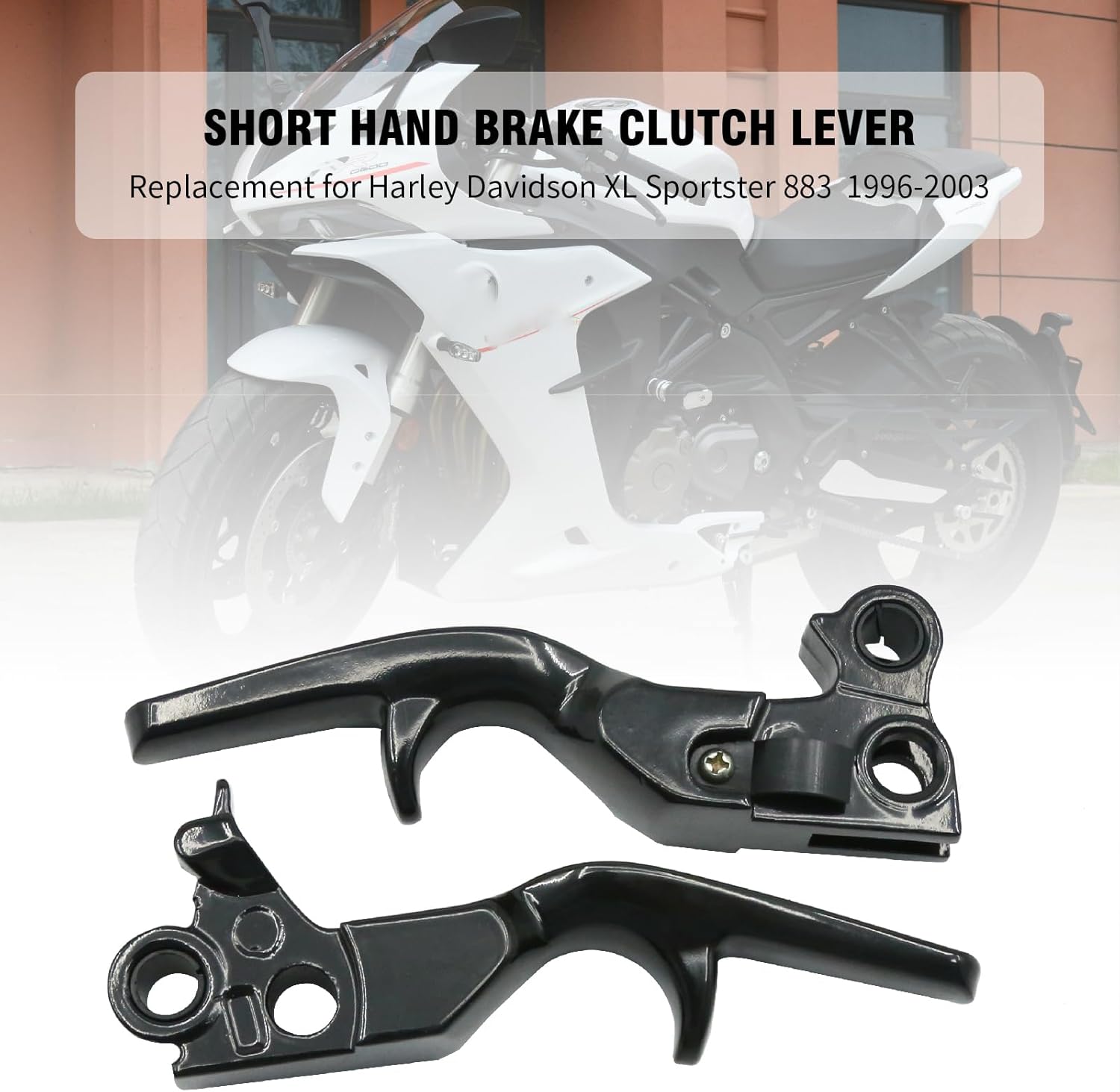 2Pcs Short Hand Brake Clutch Lever, Replacement for Harley Davidson XL Sportster 883 and 1200, Softail Models, Dyna Models, FLHR Road King Models