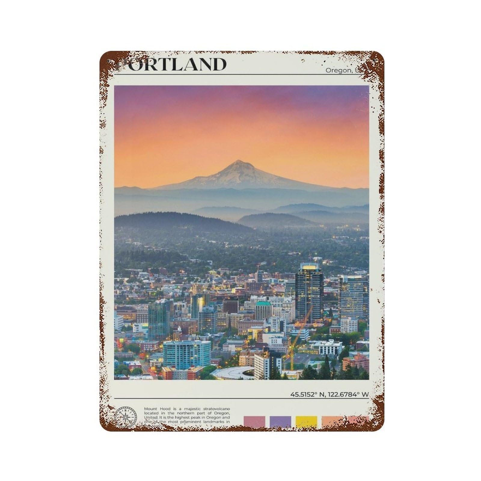 xiaoxiaoshen Real Photo Portland Decor Oregon Wall Decor Art Metal Tin Poster Modern Home Decor Art Home Bar Shop Decorations Vintage Sign 40x30cm