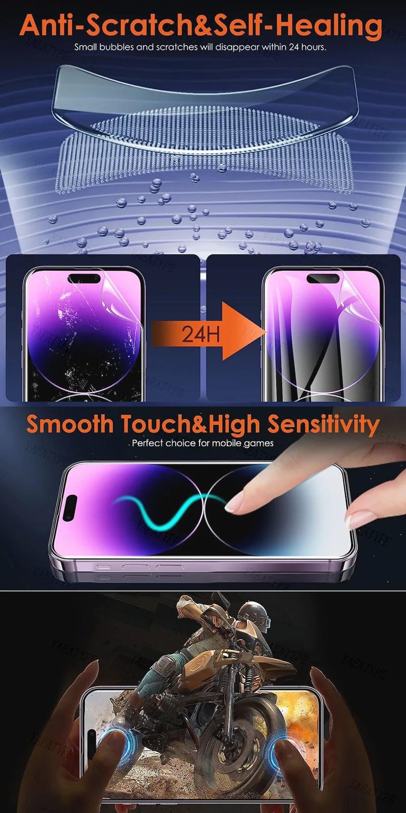 2 Pièces Protecteur D'écran Avant Flexible Pour Samsung Galaxy A54 5G 6.4" Film Hydrogel Arrière TPU Transparent Empreinte Résistant Aux Explosions