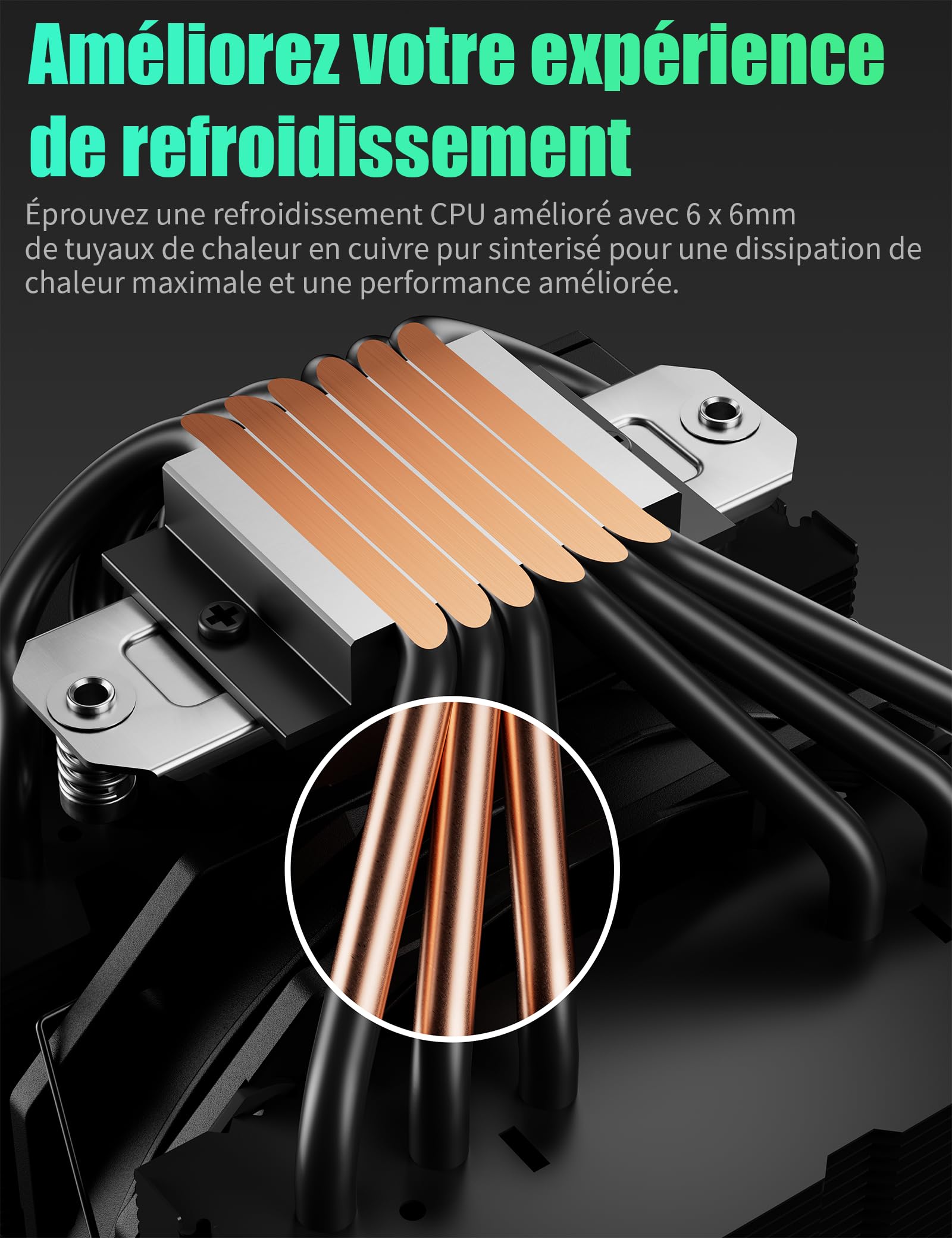 upHere gaming Refroidisseur CPU,Dual Tower 6 Heat Pipes CPU Cooler,2 * 120MM PWM Ventilateur PC,Sans Enlever le Ventilateur pour l'installer,CPU Cooler,pour Ventirad AM4 AM5/Intel 2011/2066,UE2K6.