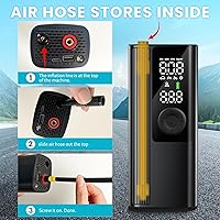 Vista 5 de Inflador de neumáticos, compresor de aire portátil, bomba de aire inalámbrica para neumáticos de automóvil con medidor de presión digital, bomba