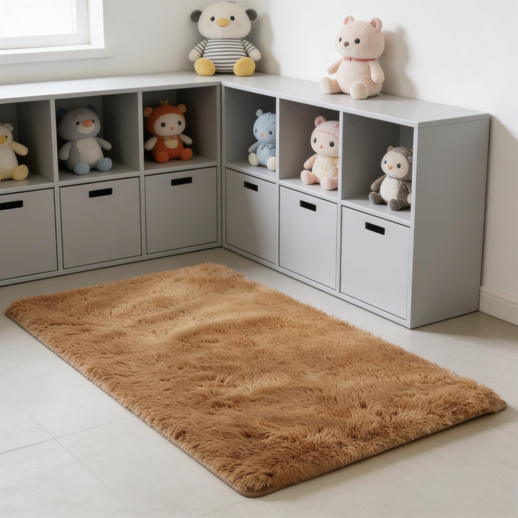 Tapis antidérapant marron 200 x 135 cm anti-glisse pour couloir