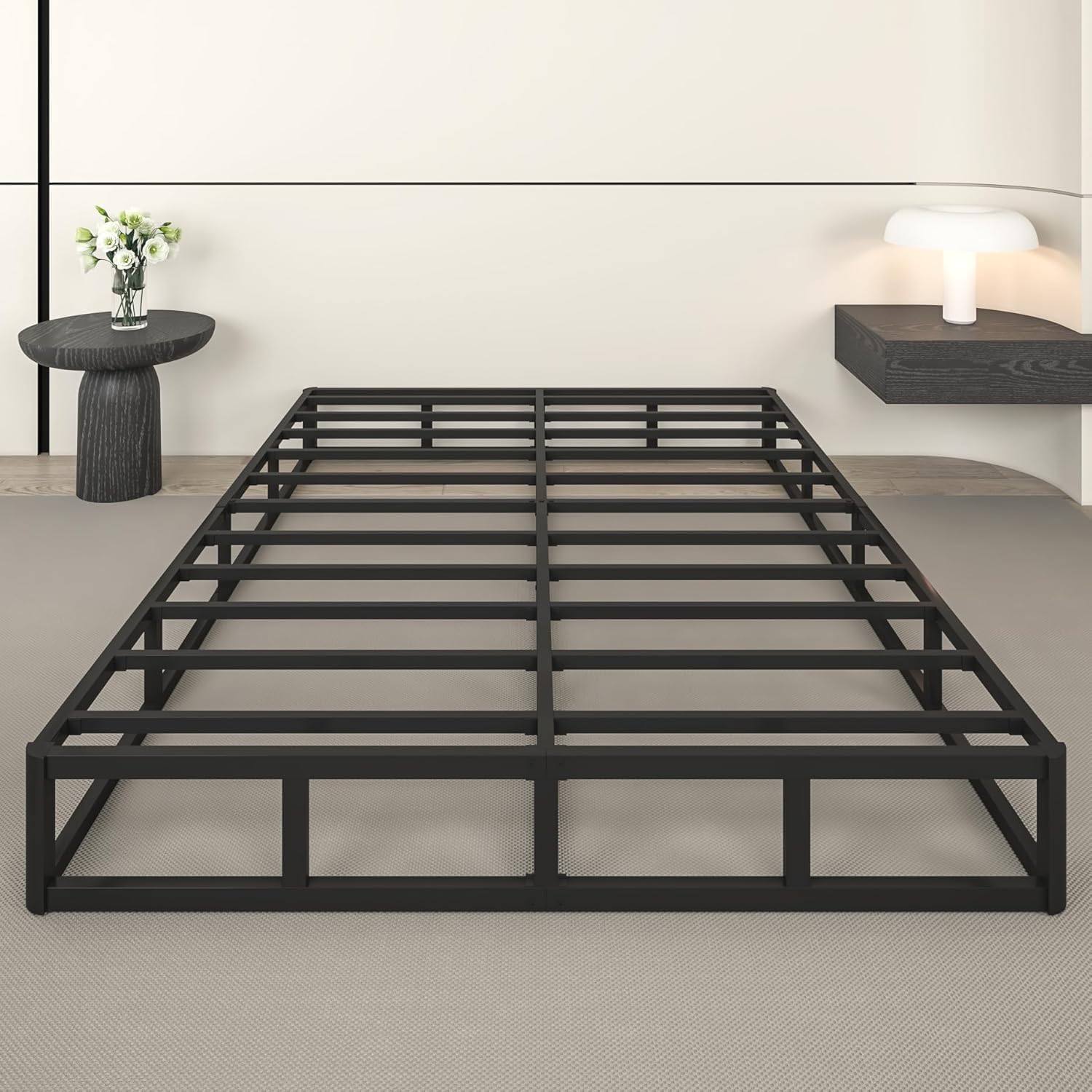 Box Spring Queen Size Bed Base 9 Inch High, 3000 LBS Heavy Duty Metal Mattress Foundation with Fabric Cover, Easy Assembly, Quiet Noise Free, Non Slip