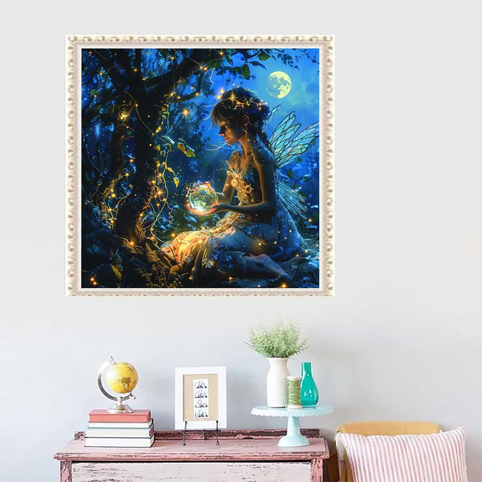 5D Diament Malarstwo anioł Numer dla dorosłych, Diament Malarstwo Dorosły Księżyc, DIY Hobby Kreatywny zestaw dla dorosłych, Numer Malarstwo Rhinestone Zestaw Ścieg krzyżykowy, Boże Narodzenie