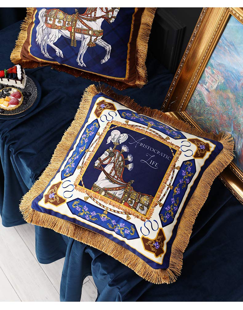 Cuscino Cover Velluto Lusso Luxury Poltrona Arredo Yatch Barca Casa Divano (Oro Blu 1, 45 cm x 45 cm)