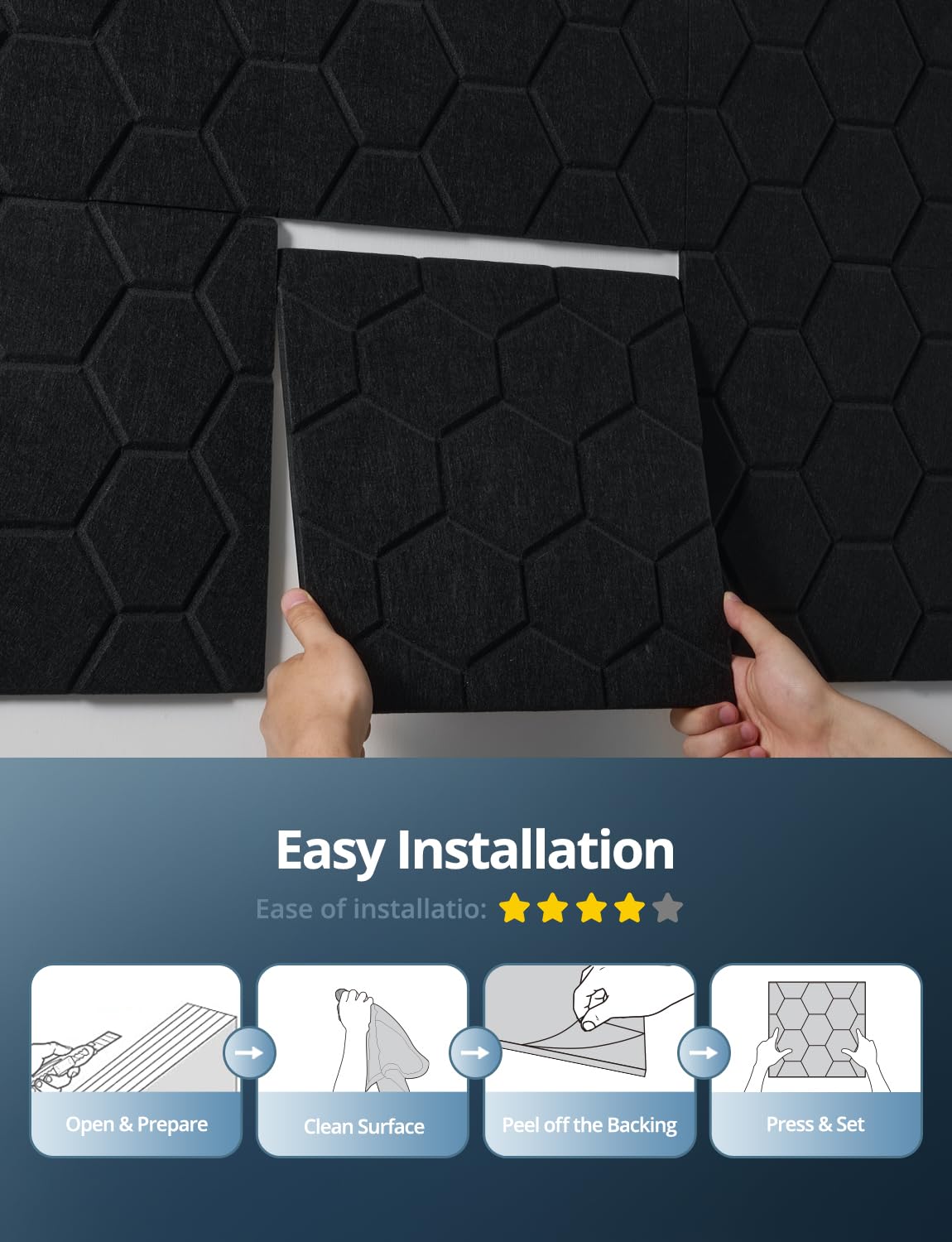 Paneles acústicos, paquete de 12 paneles de pared insonorizados de 12 x 12 x 0.4 pulgadas, paneles de absorción de sonido autoadhesivos, paneles a prueba de sonido para paredes, techo, estudio,