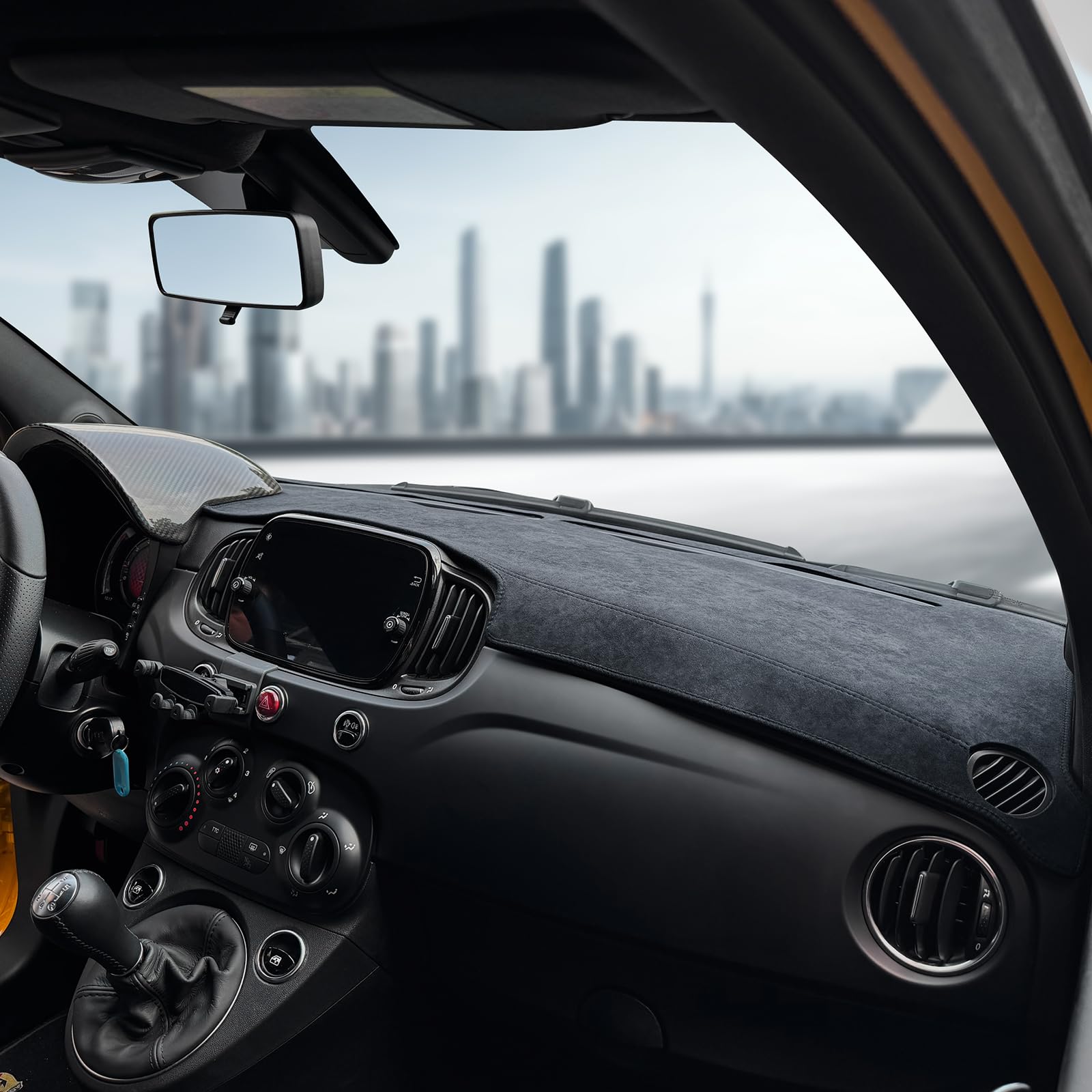 KUNGKIC Per Abarth 595 695 2017-2024 Copertina per Cruscotto in Flanella per Auto, Protezione Solare per Interno Auto, Protezione dalla Luce per Cruscotto, Protezione in Spugna per Cruscotto