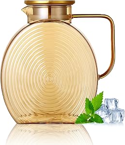 2.2L 74OZ lidded,Wide Handle Heat-Resistant Large Glass Pitcher.Suitable for Refrigerators,Parties,and Families.Lemon Water,Tea,Juice,Beverages,and Other Hot and Cold Options are Available