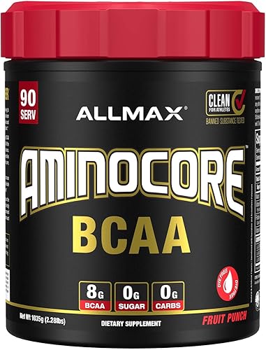 Miniatura 20 de ALLMAX Nutrition AMINOCORE BCAA en polvo, 0.29 oz de aminoácidos, bebida de recuperación intra y después del entrenamiento, sin gluten, limonada
