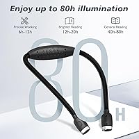 Vista 2 de LEDGLE Luz de cuello actualizada para leer libros en la cama, lámpara LED para el cuello para tejer con iluminación de 1600 K 3500 K 6000 K + brazos