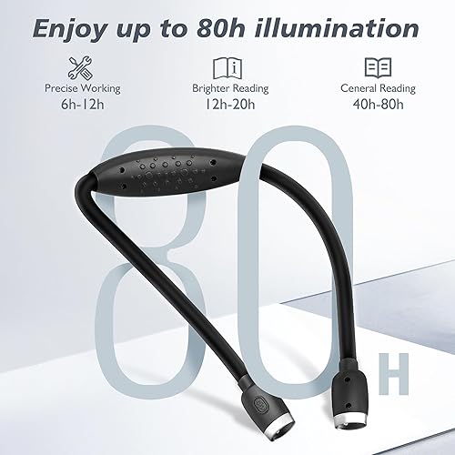 Miniatura 2 de LEDGLE Luz de cuello actualizada para leer libros en la cama, lámpara LED para el cuello para tejer con iluminación de 1600 K 3500 K 6000 K + brazos