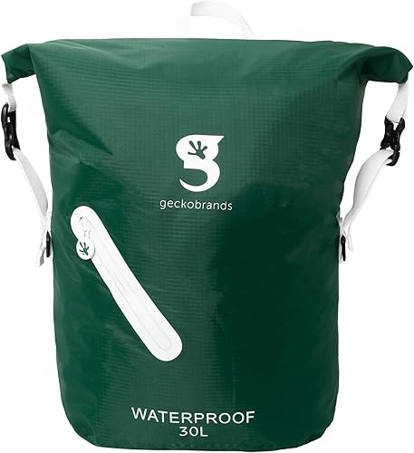 Miniatura 26 de geckobrands Mochila impermeable ligera de 30 L - Bolsa ligera impermeable para exteriores, senderismo, viajes, actividades acuáticas ligeras
