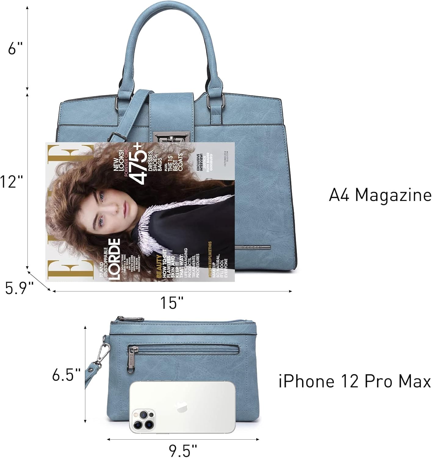 Dasein Handbags for Women Purses Monogram Satchel Purse Large Tote Ladies Handbag Shoulder Bags Top Handle Work Bag 2pcs Set - Image 3