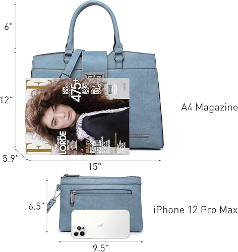 Miniatura 3 de Dasein Bolsos de mano para mujer, monederos con monograma, bolso grande para mujer, bolso de hombro, bolsa de trabajo con asa superior, juego de 2