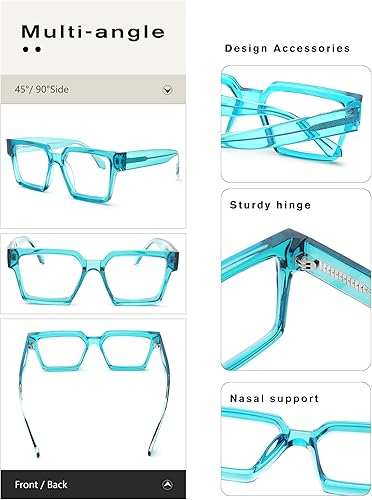 Miniatura 7 de Pro Acme Gafas cuadradas de gran tamaño con luz azul para hombres y mujeres, a la moda, rectangulares, con marco grueso, UV400, gafas falsas