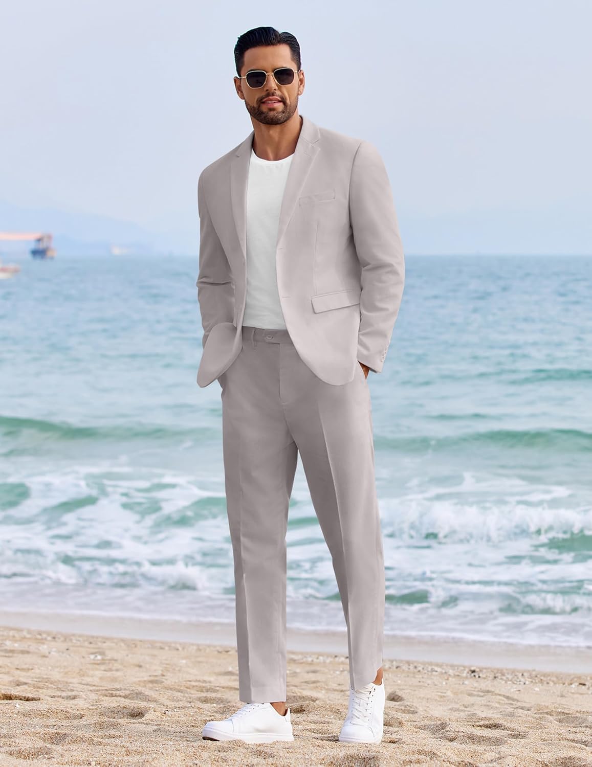 COOFANDY Men's 2 Piece Linen Suits Set Regular Fit Casual Linen Lightweight Suit Summer Beach Wedding - Image 7