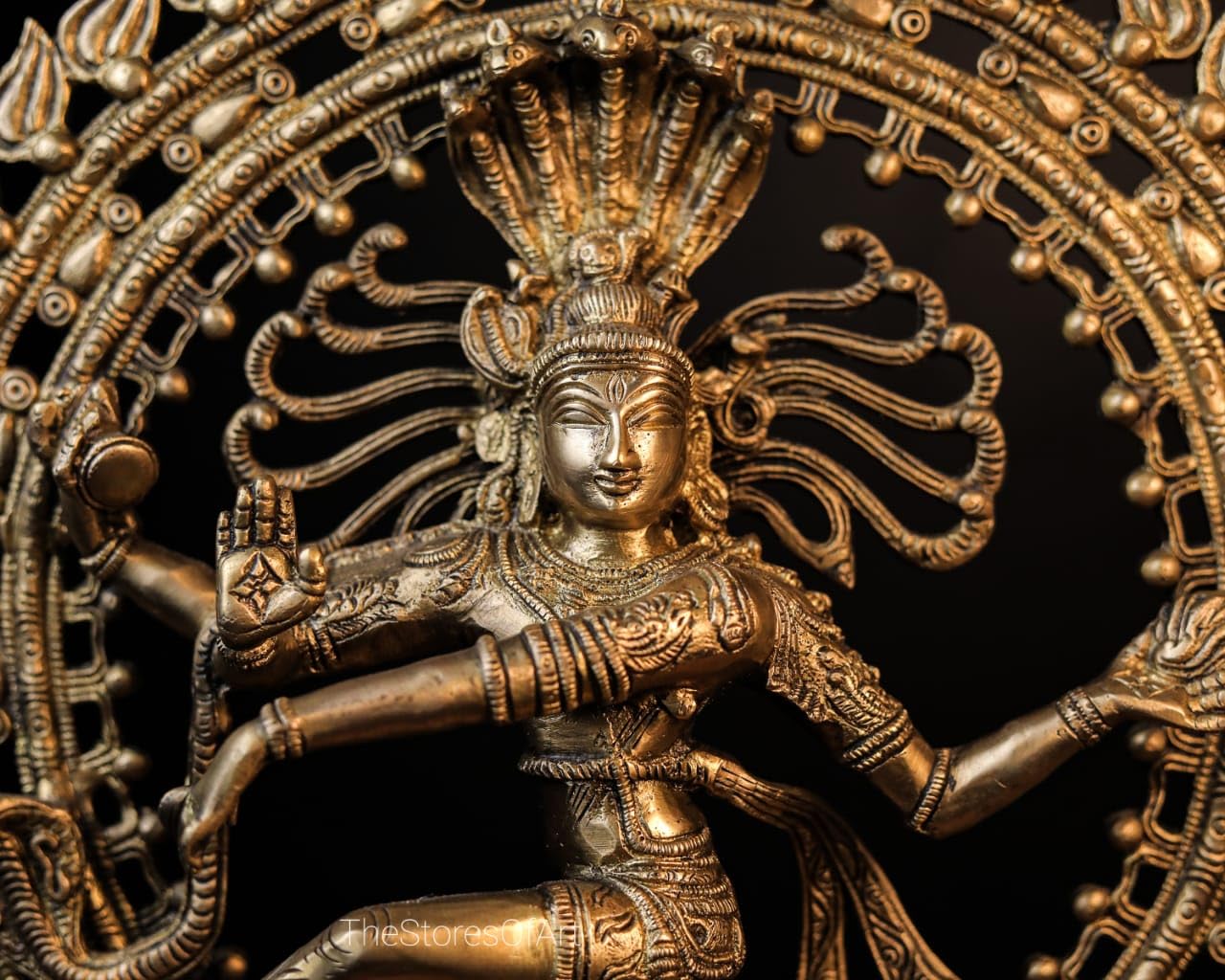 Statua Nataraja in ottone, grande statua di Shiva Nataraja danzante, 55 cm, maestosa Shiva in ottone in posa da ballo, ideale per la decorazione della casa, Lord Shiva nella danza cosmica