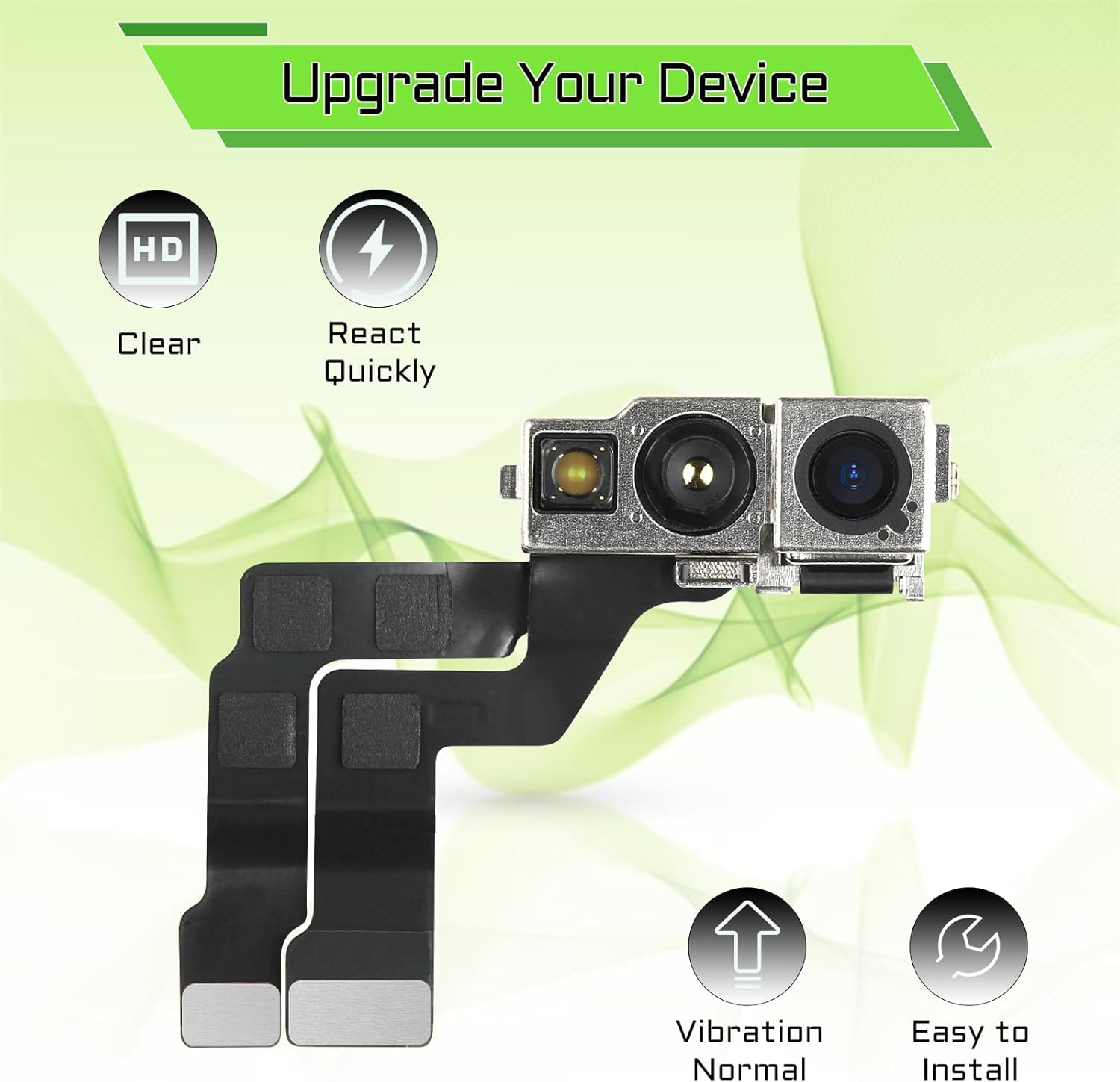 for iPhone 14 Pro Front Camera Replacement Selfie Camera 14pro 12MP OEM Front Facing Camera Flex Cable Module Light Receiver Repair with Fix Tools Kit A2650 A2889 A2890 A2891 A2892