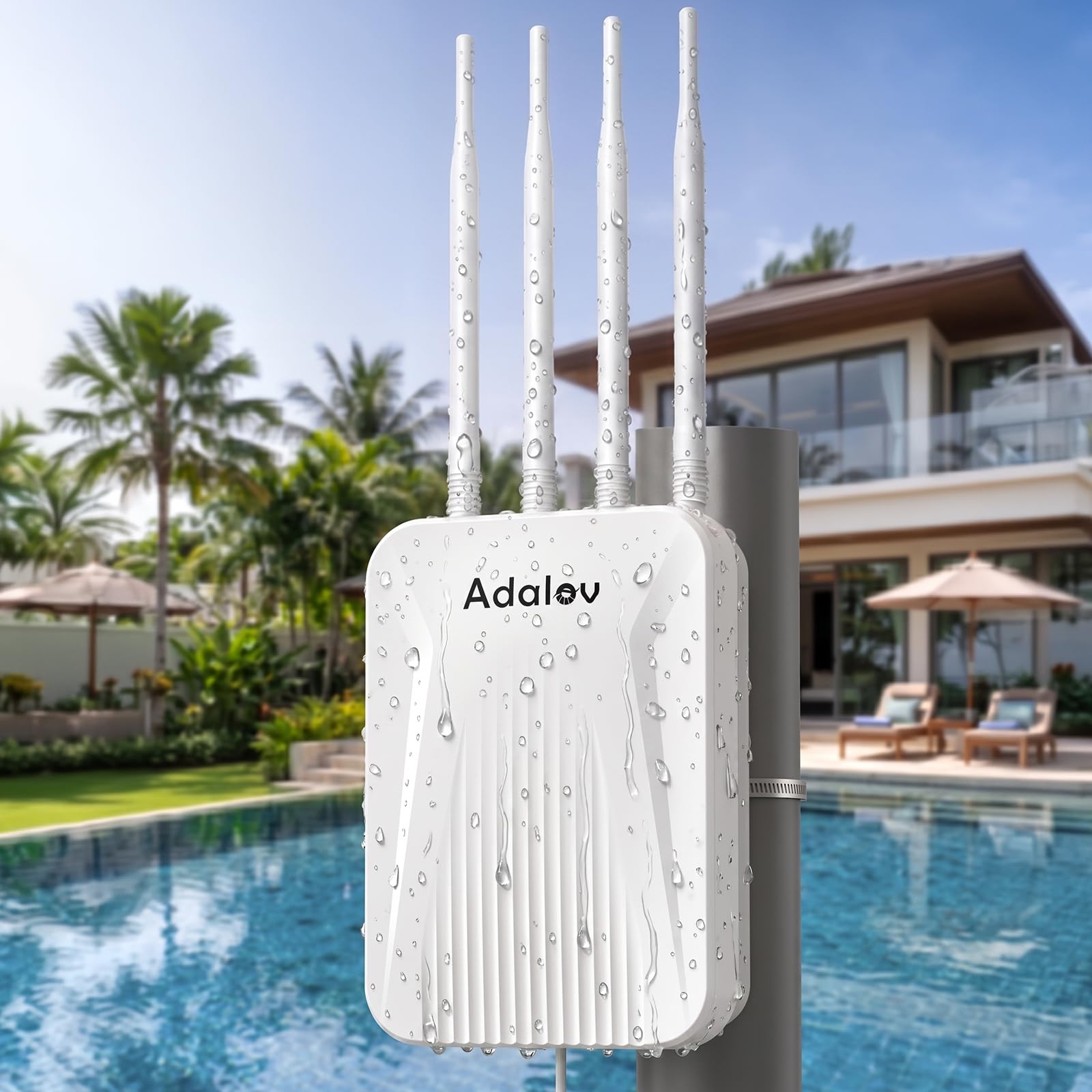 AdaLov AX1800 WiFi 6 Access Point Outdoor, Dual Band 2,4/5 GHz, Gigabit PoE AP, IP65 resistente alle intemperie, MU-MIMO & OFDMA, per casetta da giardino, officina, fattoria