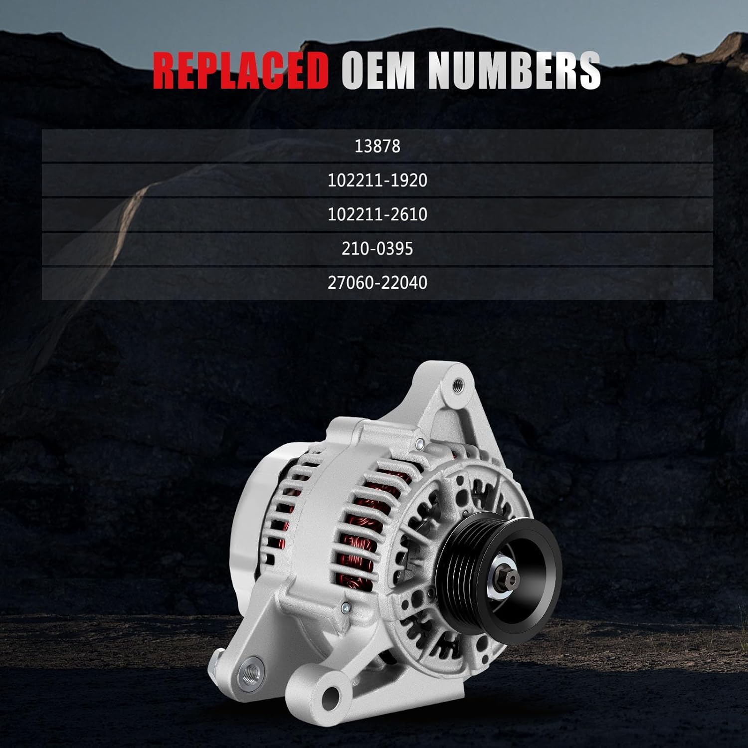 New Alternator Compatible for Toyota for Celica L4 1.8L 2000-2005 for Pontiac for Vibe L4 1.8L 2003-2008, 80Amp/12Volt High Output Alternator Replaces 27060-22040 102211-1920