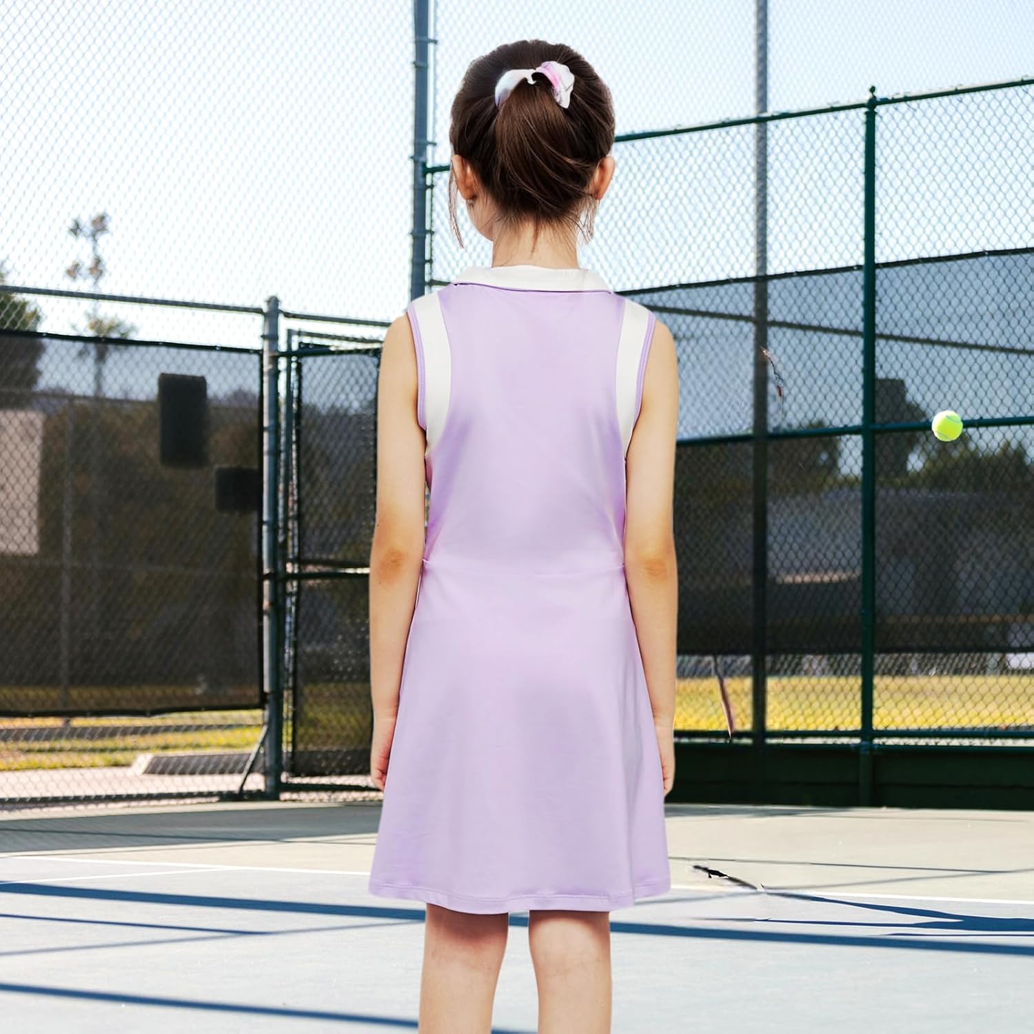 Gogokids Girls Tennis Dress Sleeveless Quick-Dry Kids Golf and Athletic Workout Outfit with Polo Collar for 6-14Y - Image 5