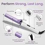 1.25 Inch Ceramic Curling Iron - Long Barrel Fast Heating Curling Wand, Dual Voltage 110-240V Travel,5 Adjustable Heat Settings & Automatic Shut-Off, Professional Hair Curler for Long-Lasting Curls
